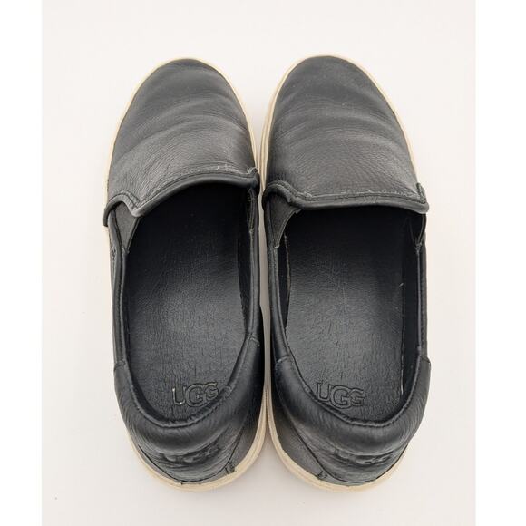 UGG Australia Jass Women's Leather Slip-On Sneakers Black/White Size US8 EU39 - Picture 6 of 12